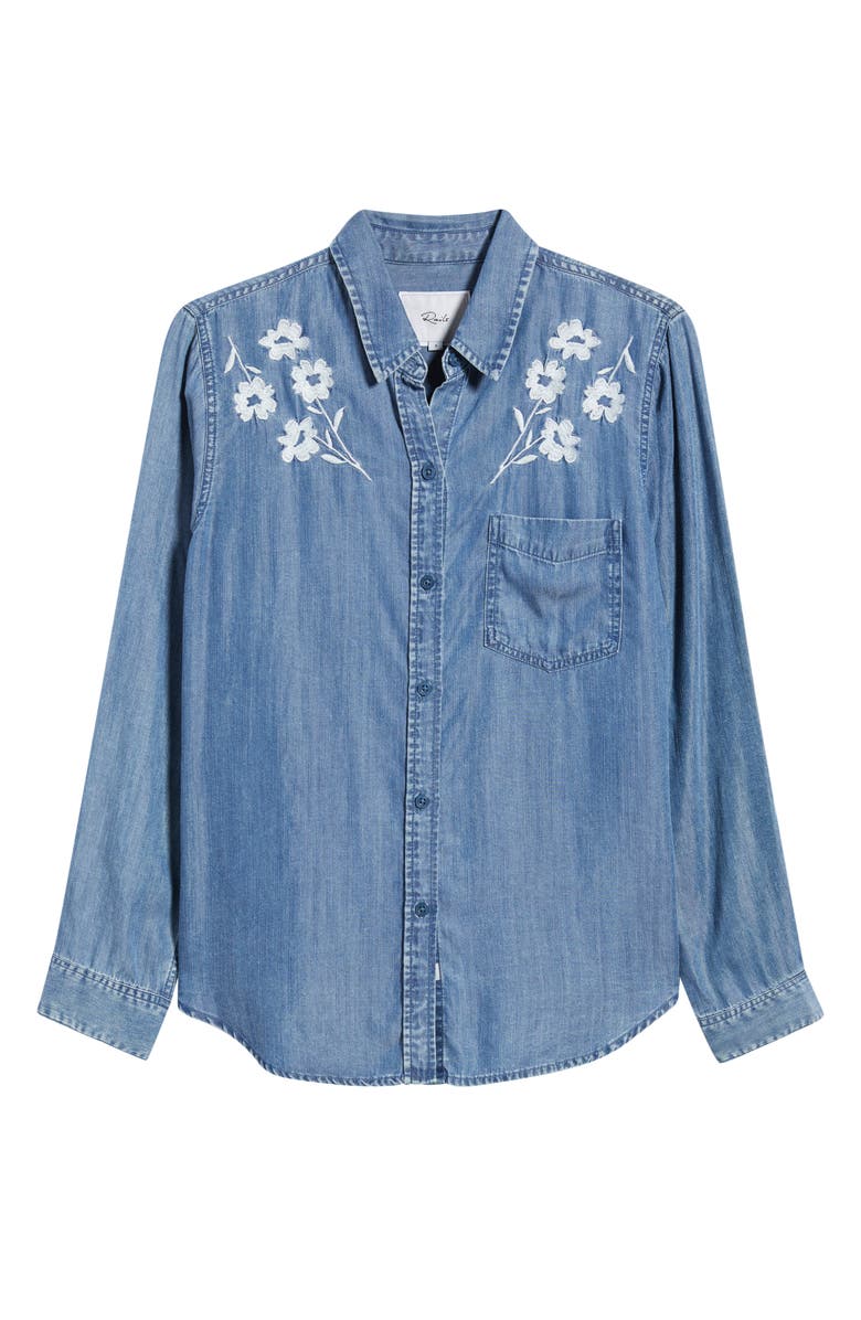 Rails Ingrid Floral Embroidered Chambray Button-Up Shirt, Main, color, Fleur Embroidery