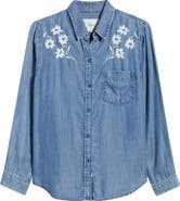 Rails Ingrid Floral Embroidered Chambray Button-Up Shirt