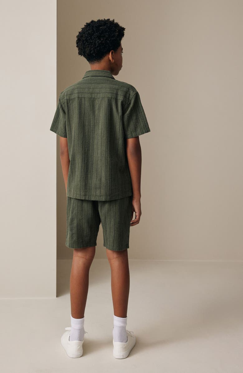 NEXT Kids' Textured Camp Shirt & Shorts Set, Alternate, color, Green