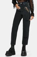 Disturbia Abellona Embroidered Denim Mom Jeans