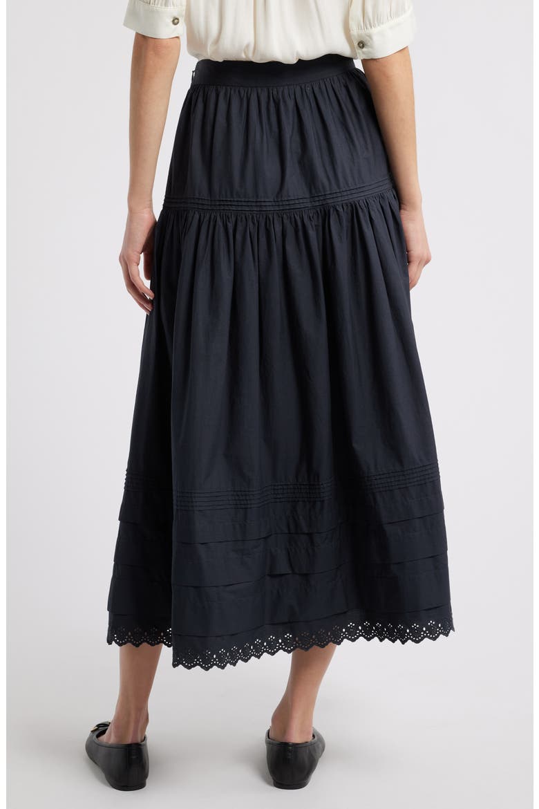 Sebastiane Tiered Organic Cotton Poplin Maxi Skirt, Alternate, color, BLACK