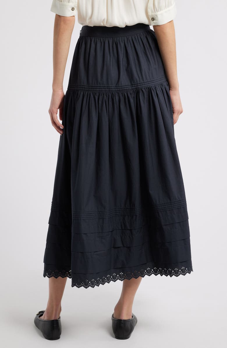 DÔEN Sebastiane Tiered Organic Cotton Poplin Maxi Skirt, Alternate, color, Black