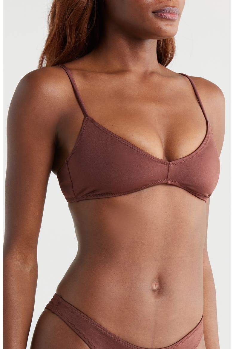 Dana Shine Bikini Top, Alternate, color, BITTER CHOCOLATE