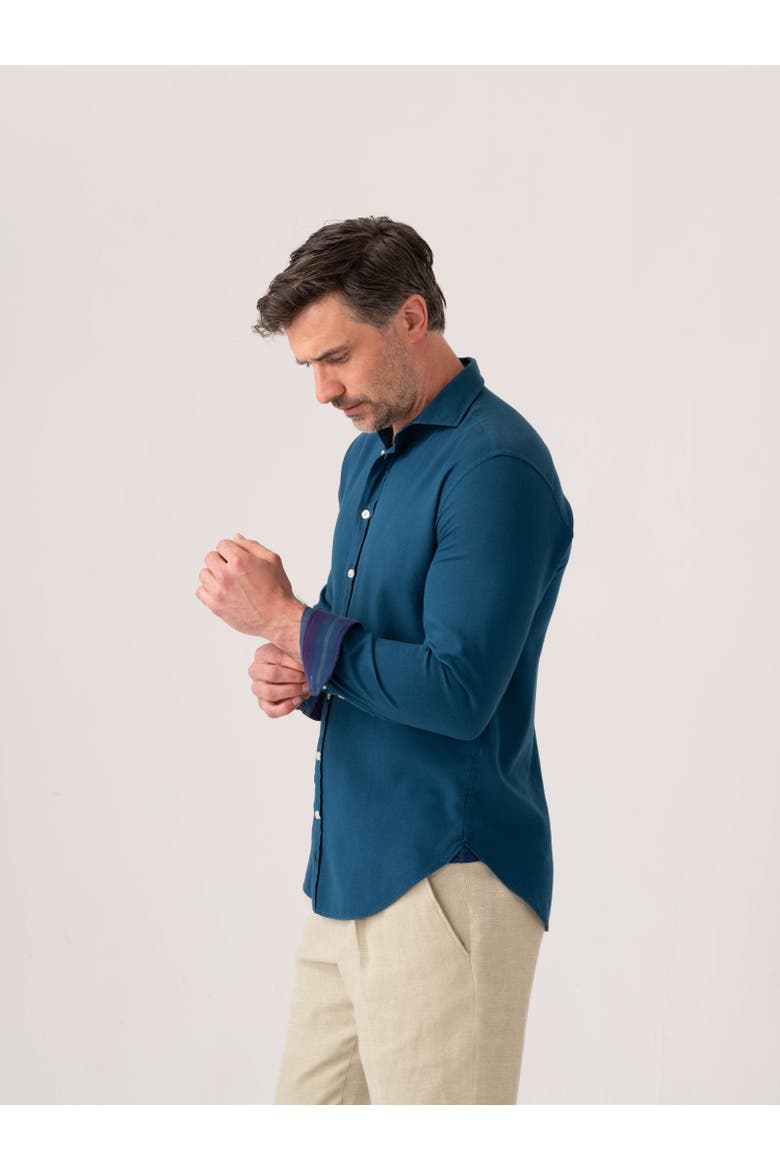 Kabisa Kikoy Cotton Long Sleeve Shirt, Alternate, color, Teal Blue