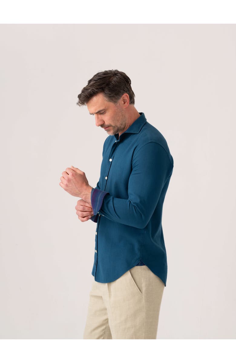 Koy Clothing Kabisa Kikoy Cotton Long Sleeve Shirt, Alternate, color, Teal Blue