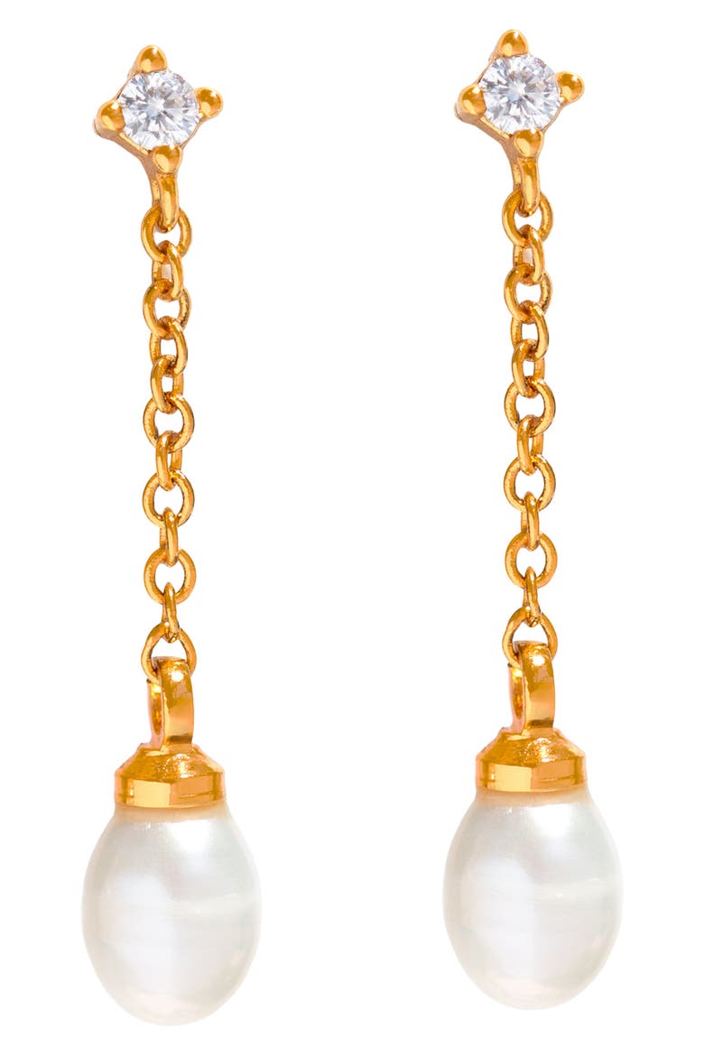 Falling Imitation Pearl Drop Earrings, Main, color, GOLD