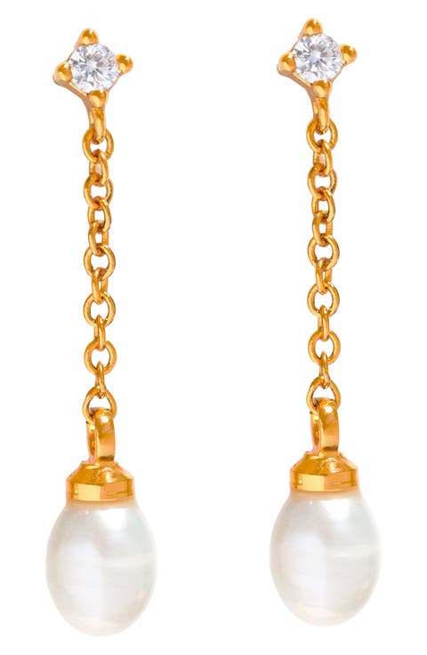 Falling Imitation Pearl Drop Earrings