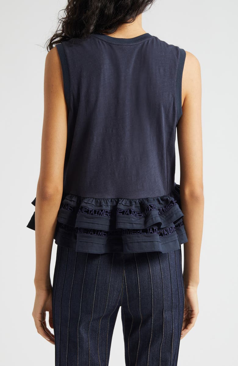 Cinq à Sept Landri Layered Ruffle Tank, Alternate, color, Navy
