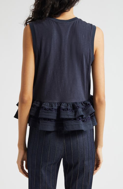 Cinq À Sept Landri Layered Ruffle Tank In Navy