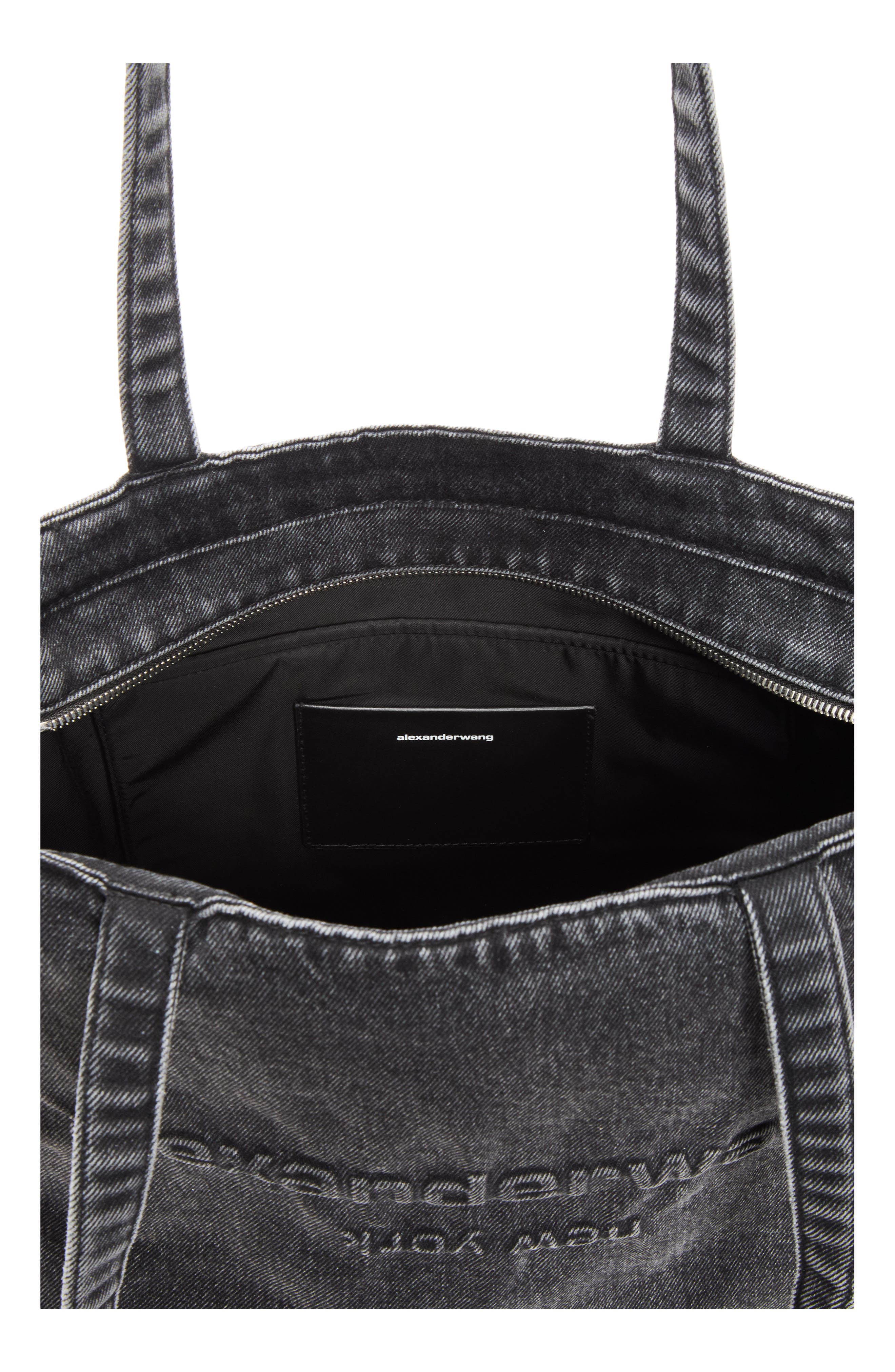 Medium Punch Denim Tote, Alternate, color, GREY AGED