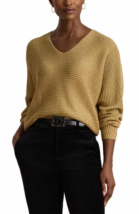 Lauren Ralph Lauren Metallic V-Neck Sweater