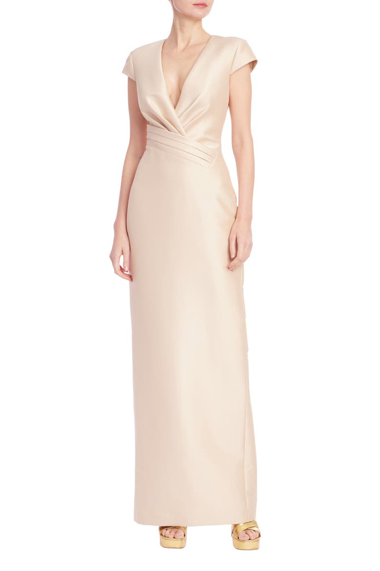 Short Sleeve Column Gown, Main, color, CHAMPAGNE