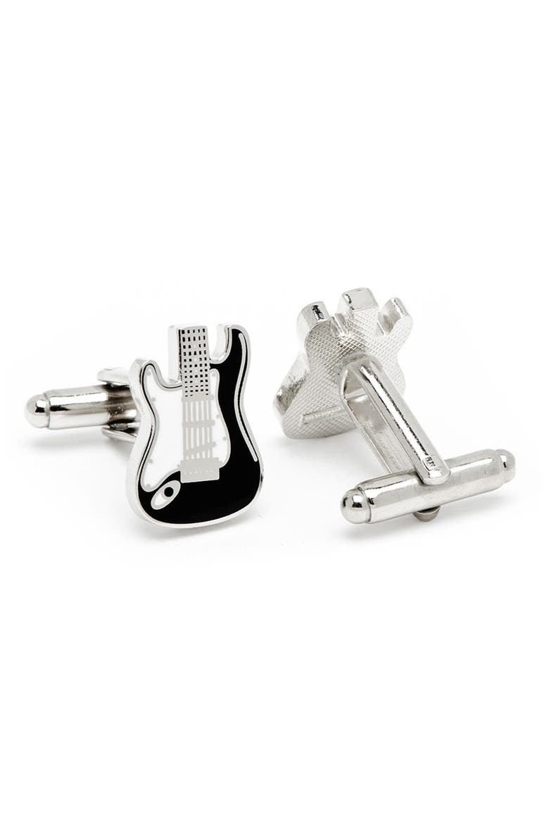 Electric Guitar Cuff Links, Alternate, color, BLACK