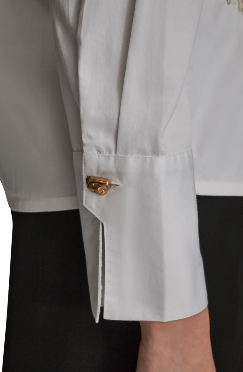 Donna Karan New York Embroidered Bead Shirt, Alternate, color, White/ White Gold