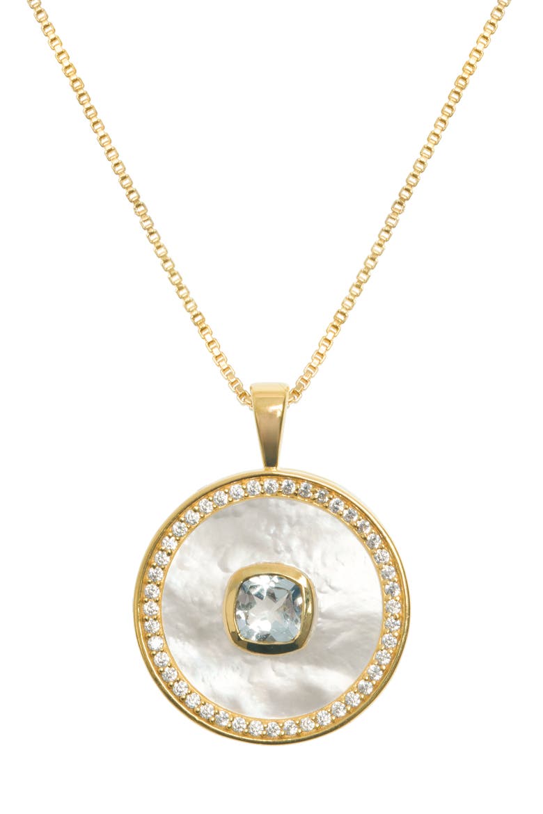 Blue Topaz Mother Of Pearl Necklace, Main, color, Blue Topaz
