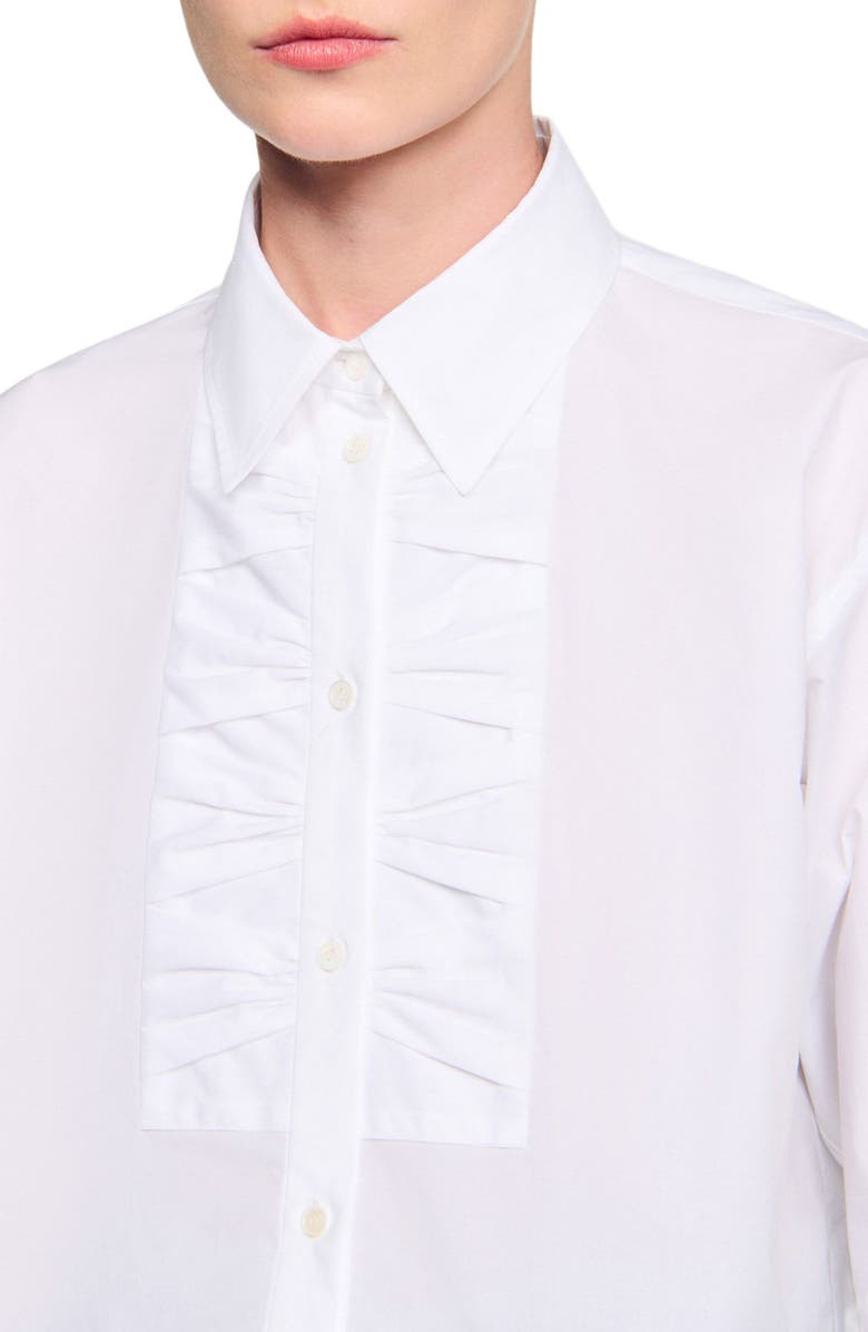 SANDRO Cropped shirt with bow details, Alternate, color, White