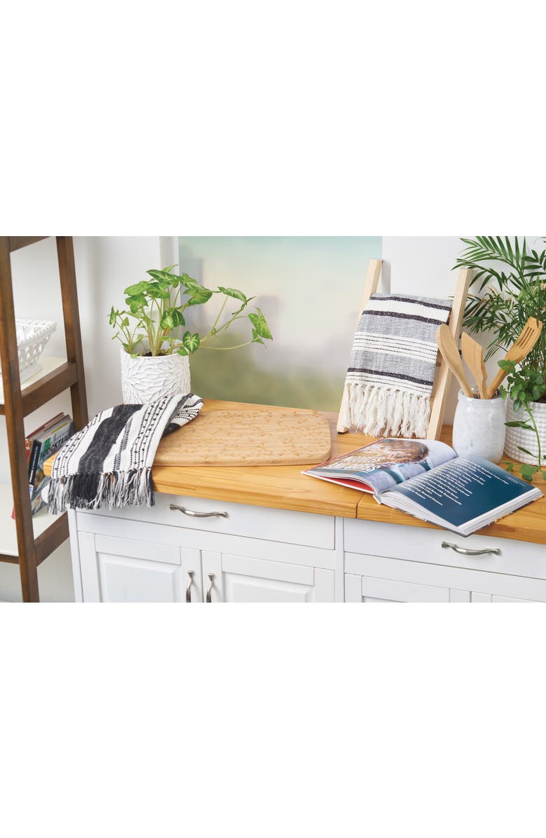 carol & frank Oriana Ruby Tassel Christmas Embroidered Cotton Waffle Weave Dishtowel, Alternate, color, Red