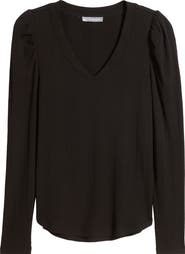 Wit & Wisdom Puff Shoulder Rib Top