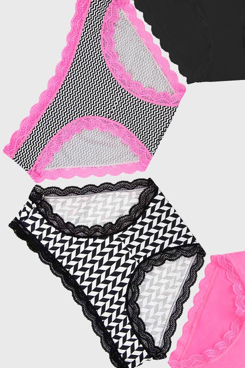 Stripe & Stare Original Knicker Four Pack In Chevron