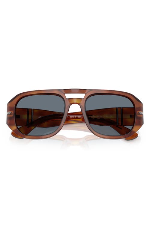 Persol 56mm Pilot Sunglasses In Terra Di Siena/light Blue