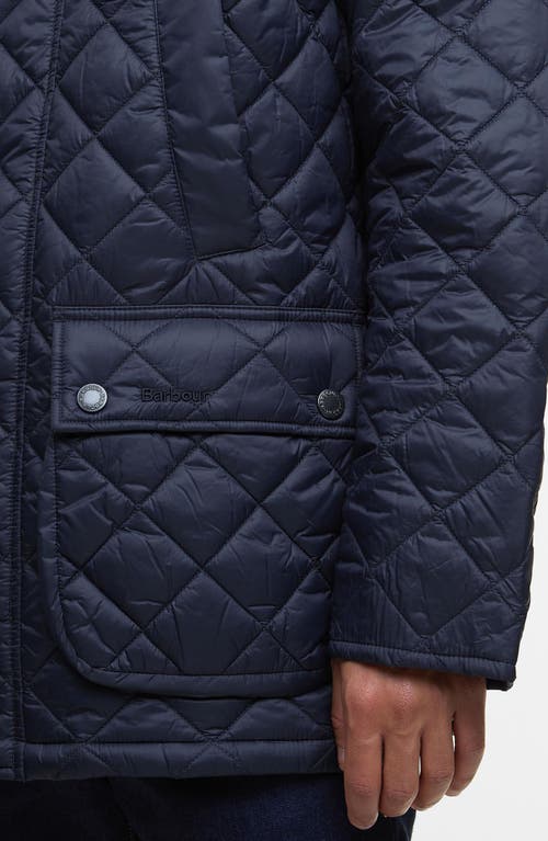 Barbour Diamond-quilting Corduroy-collar Jacket In Blue