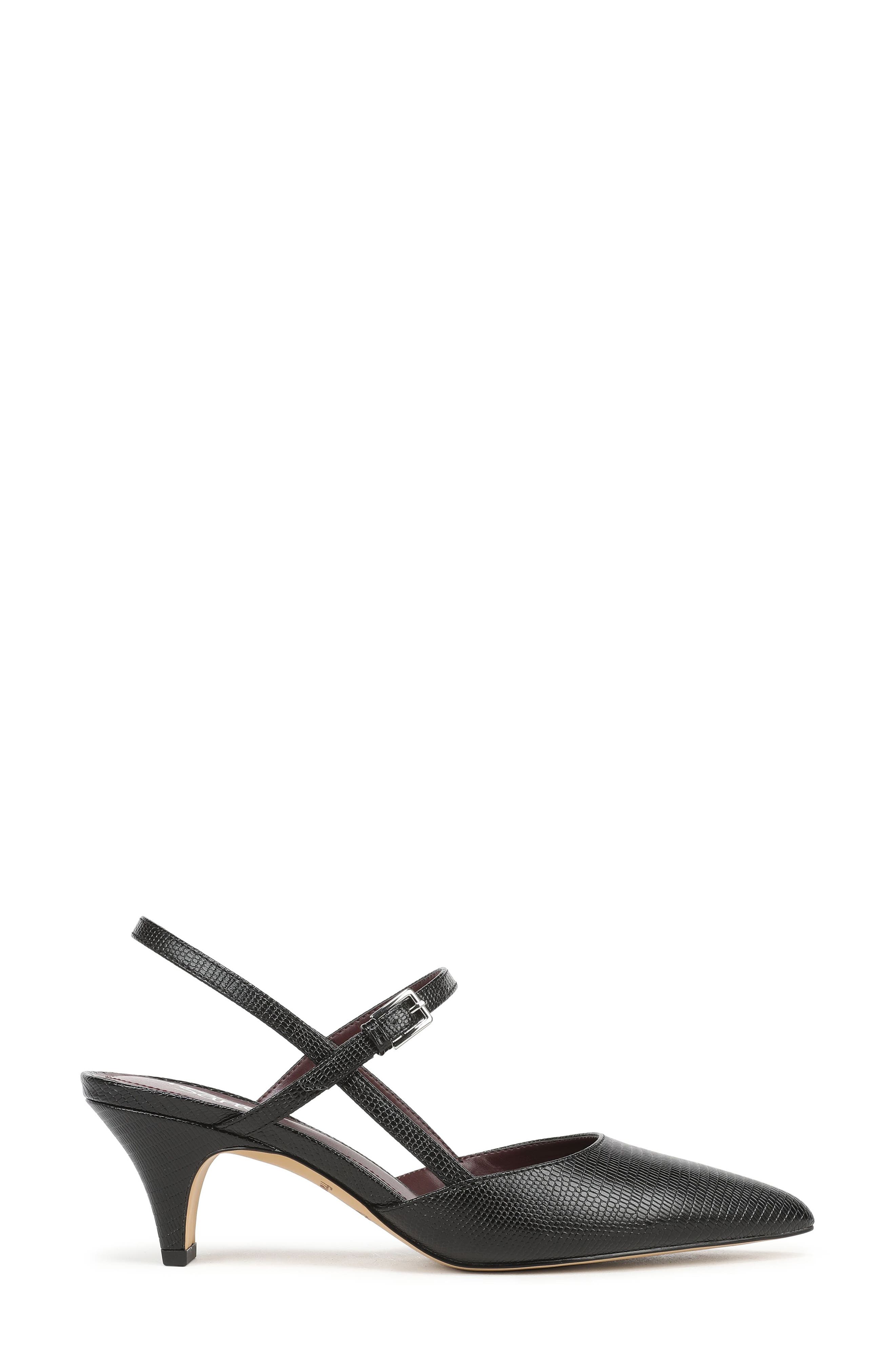 Mattea Lizard Embossed Pointed Toe Slingback Pump, Alternate, color, BLACK