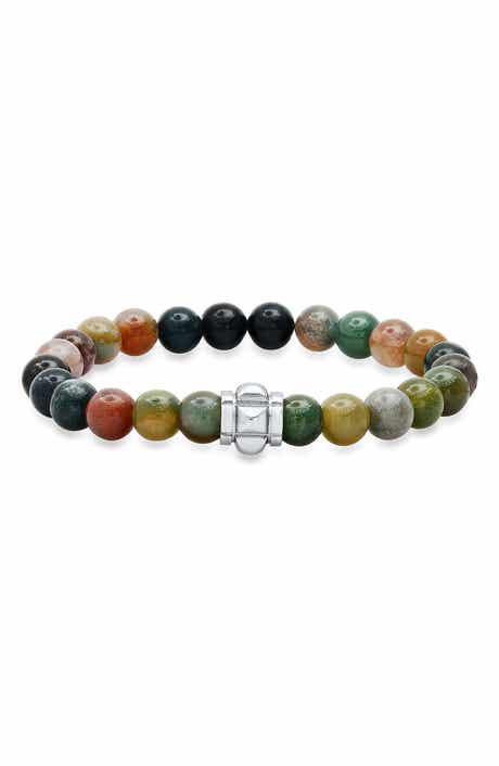 Men's Agate Bead Stretch Bracelet