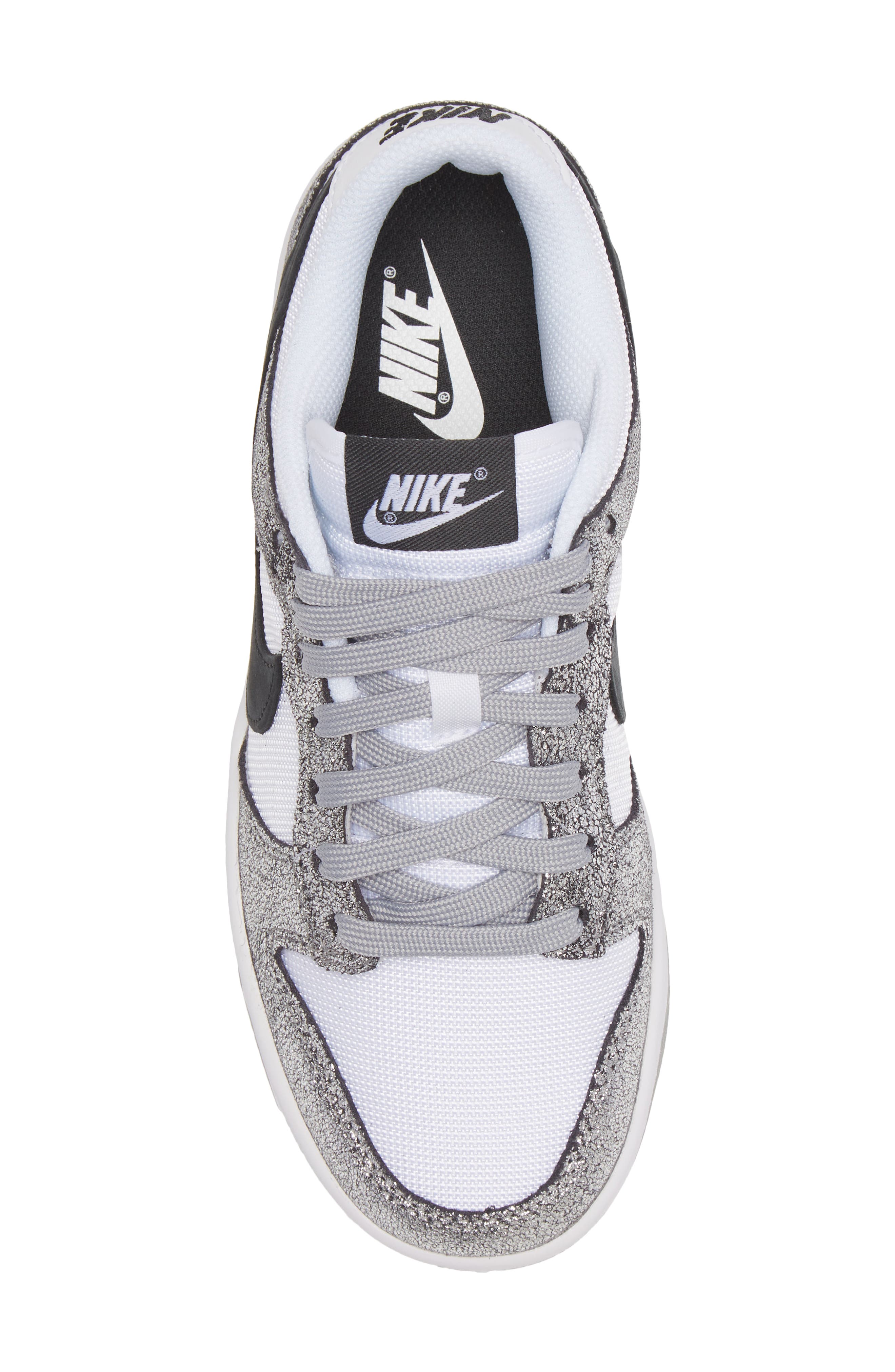 Nike Dunk Low Basketball Sneaker, Alternate, color, Metallic Silver/ Noir/ White