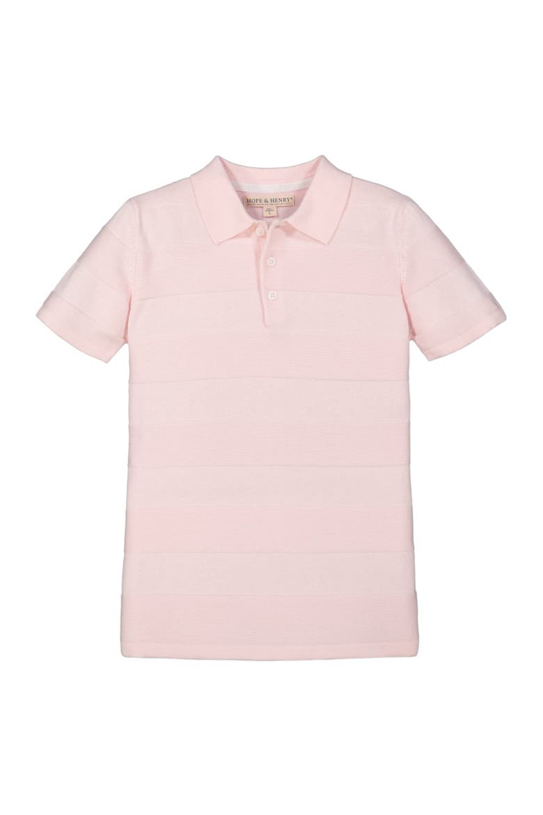 Baby Boys' Short Sleeve Sweater Polo, Infant, Main, color, Ballet Pink Textured Stripe