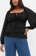 City Chic Shayla Ruffle Long Sleeve Top