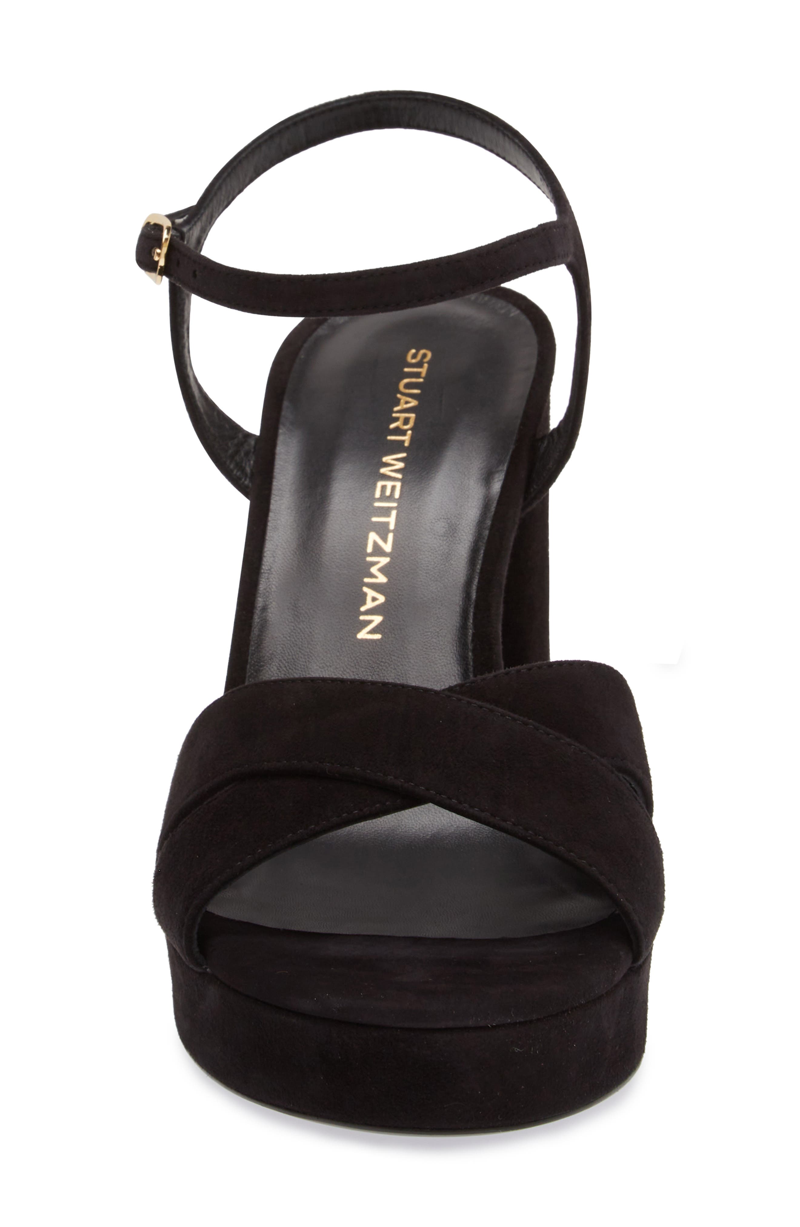 Stuart Weitzman Dayna Platform Sandal, Alternate, color, Black Suede