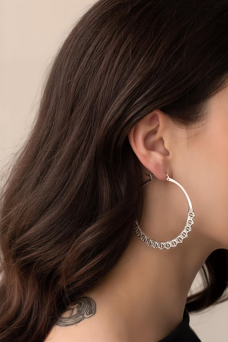 Calla Hoops, Alternate, color, Silver