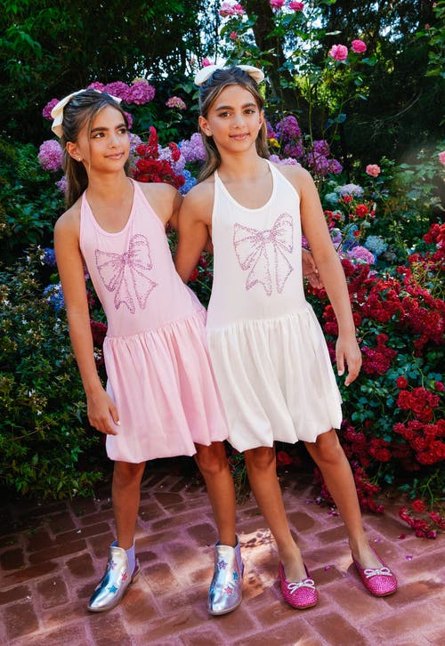 Lola + The Boys Crystal Bow Bubble Dress In Pink