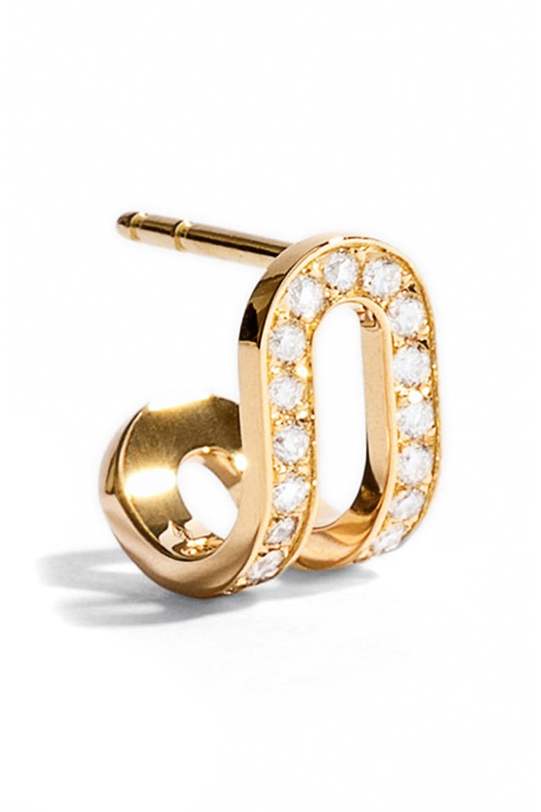 Medium Étreintes Lab Created Diamond Single Stud Earring, Main, color, 18K YELLOW GOLD/ LAB DIAMONDS