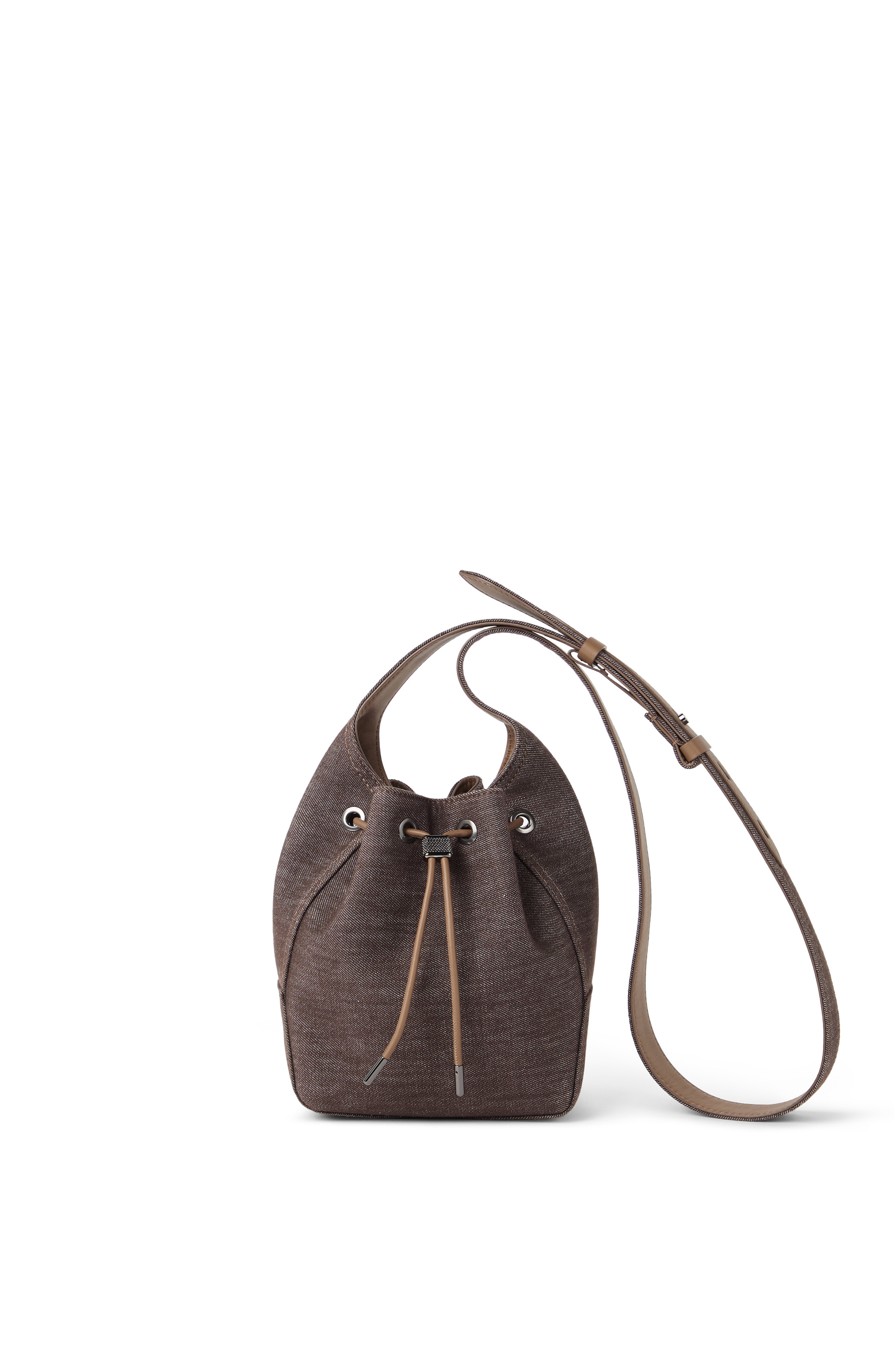 Brunello Cucinelli Denim small BC Duo Bucket bag, Main, color, 