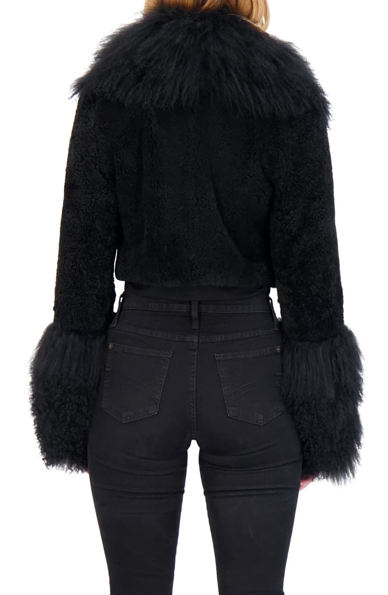 GORSKI Sheared Genuine Shearling Bolero With Genuine Shearling Collar & Cuffs, Alternate, color, Black