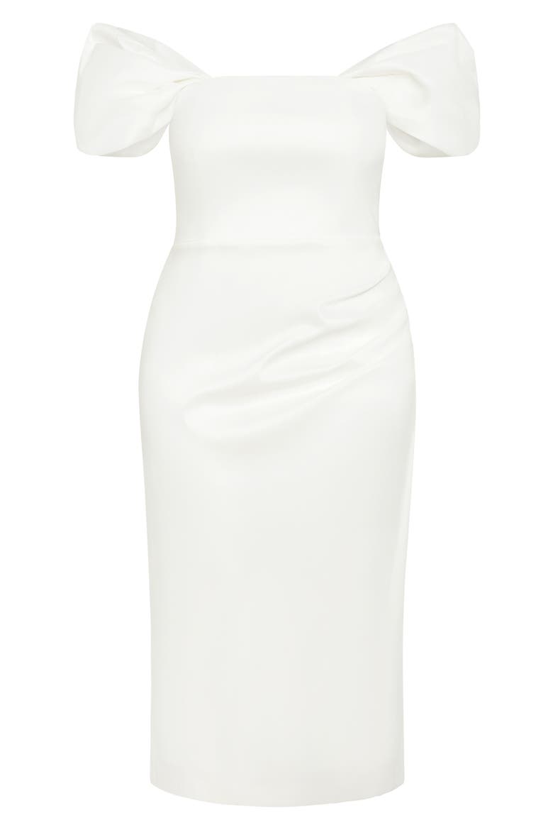 Elyse Puff Sleeve Sheath Dress, Alternate, color, WHITE