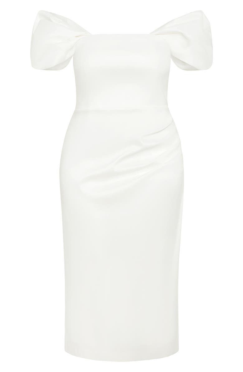 City Chic Elyse Puff Sleeve Sheath Dress, Alternate, color, White