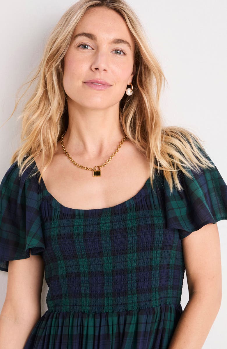 vineyard vines Smocked Flutter Sleeve Maxi Dress, Alternate, color, 