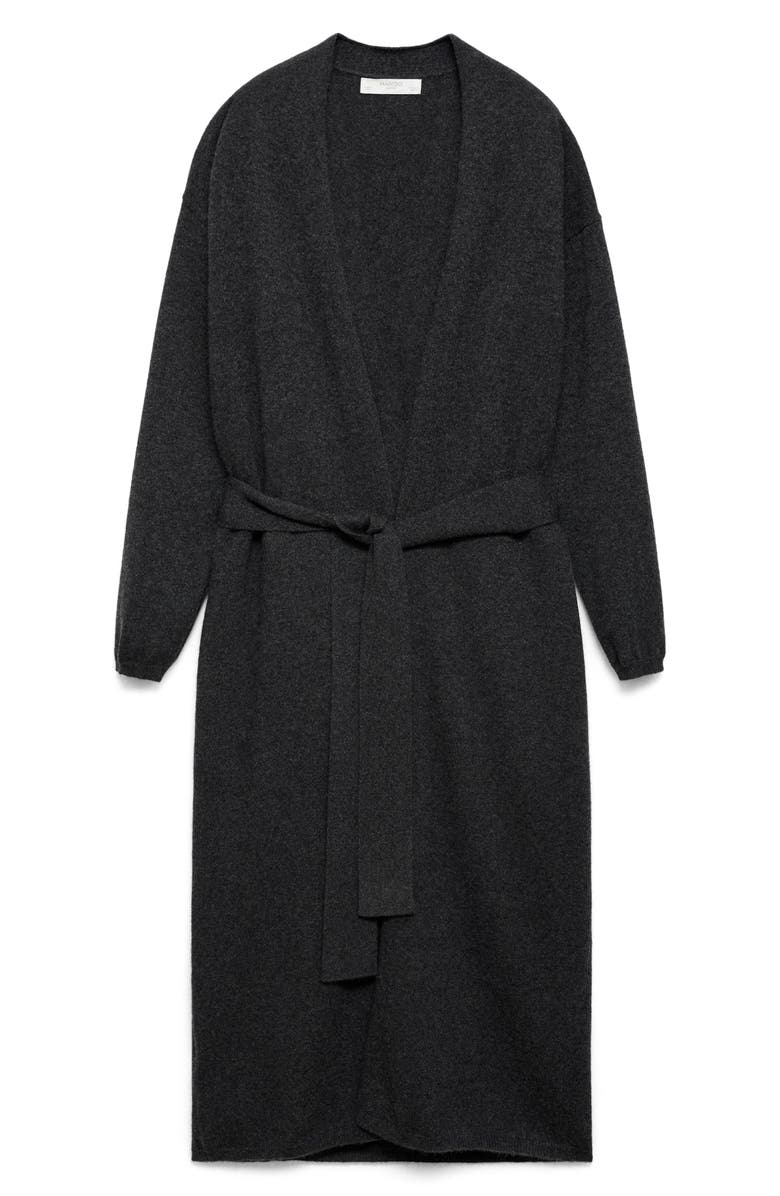 MANGO Cashmere Long Cardigan, Main, color, Charcoal