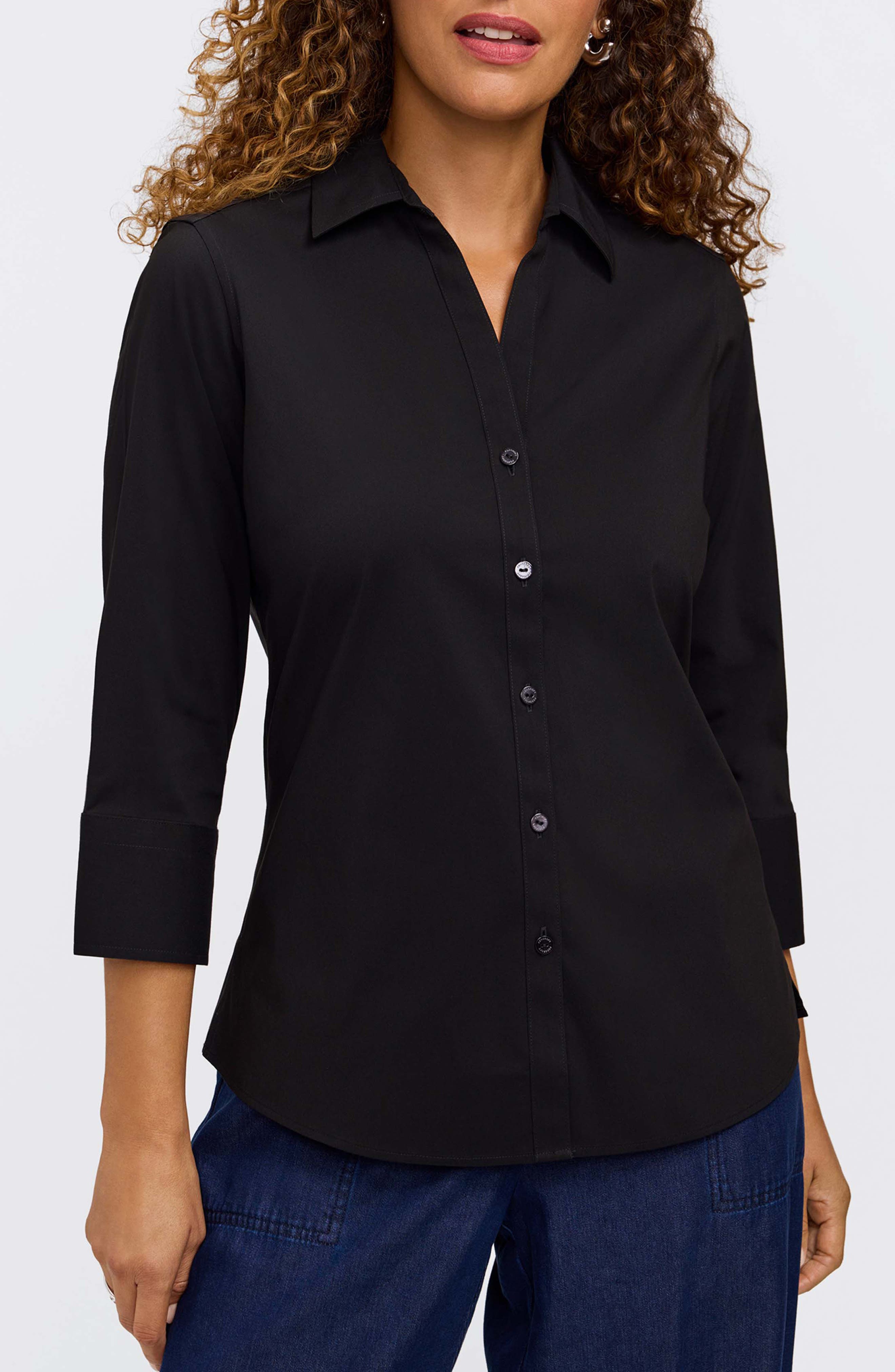 Mary Non-Iron Stretch Cotton Button-Up Shirt