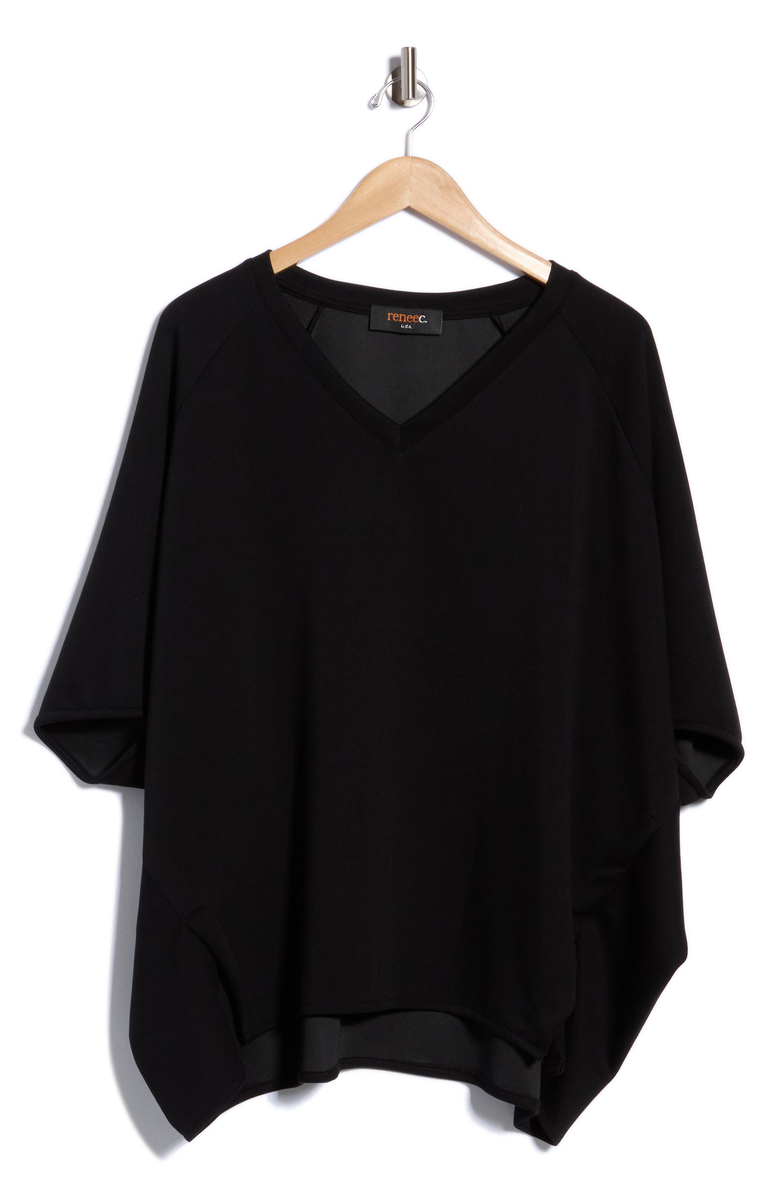Draped Cape Overlay V-Neck Top