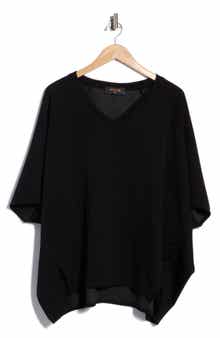 Draped Cape Overlay V-Neck Top