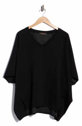 Draped Cape Overlay V-Neck Top