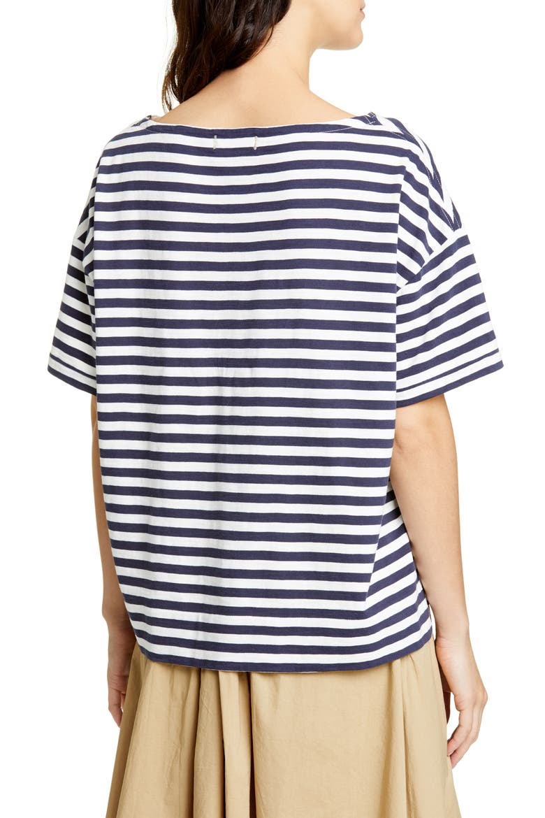 Stripe Slub Boxy Tee, Alternate, color, NAVY/ NATURAL