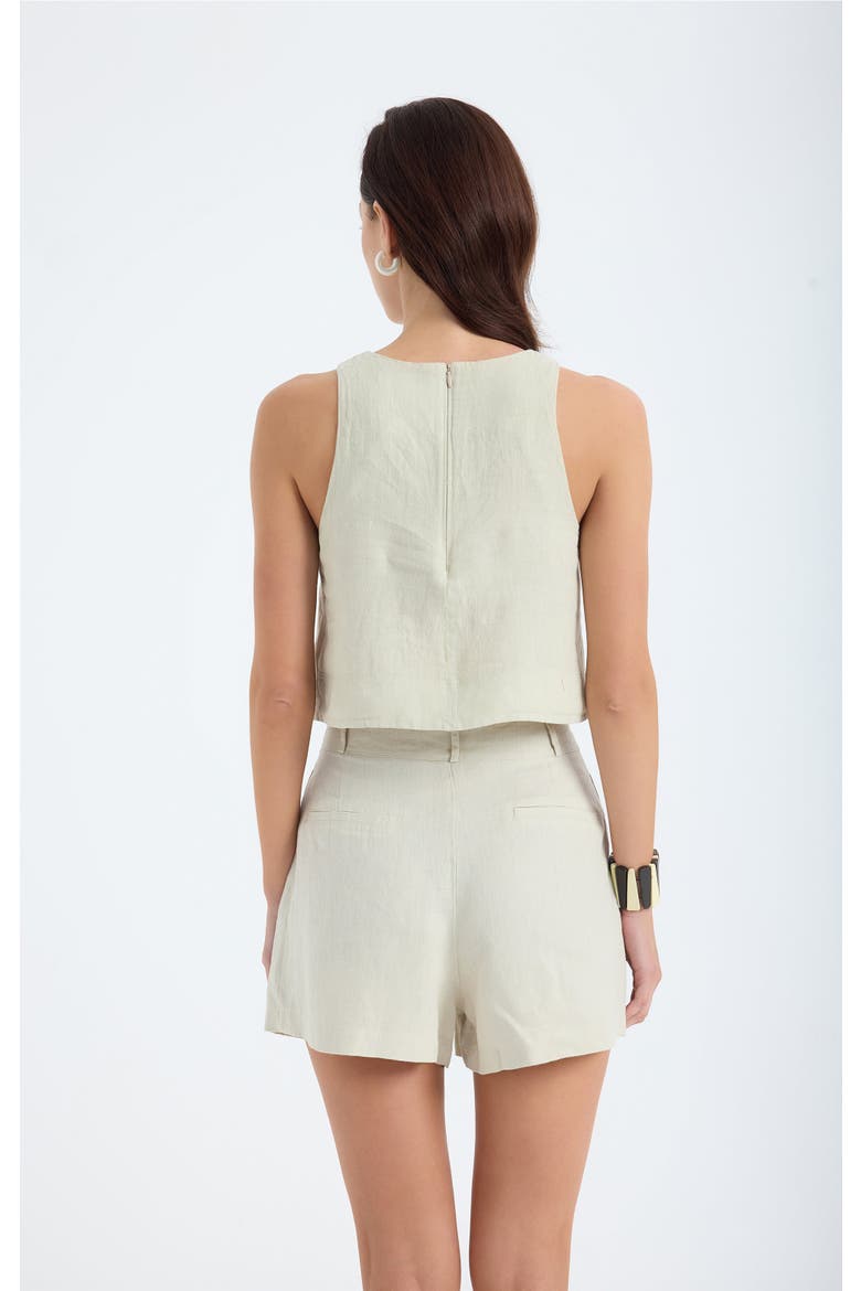 Lena 100% Linen Sleeveless Crop Top, Alternate, color, Stone