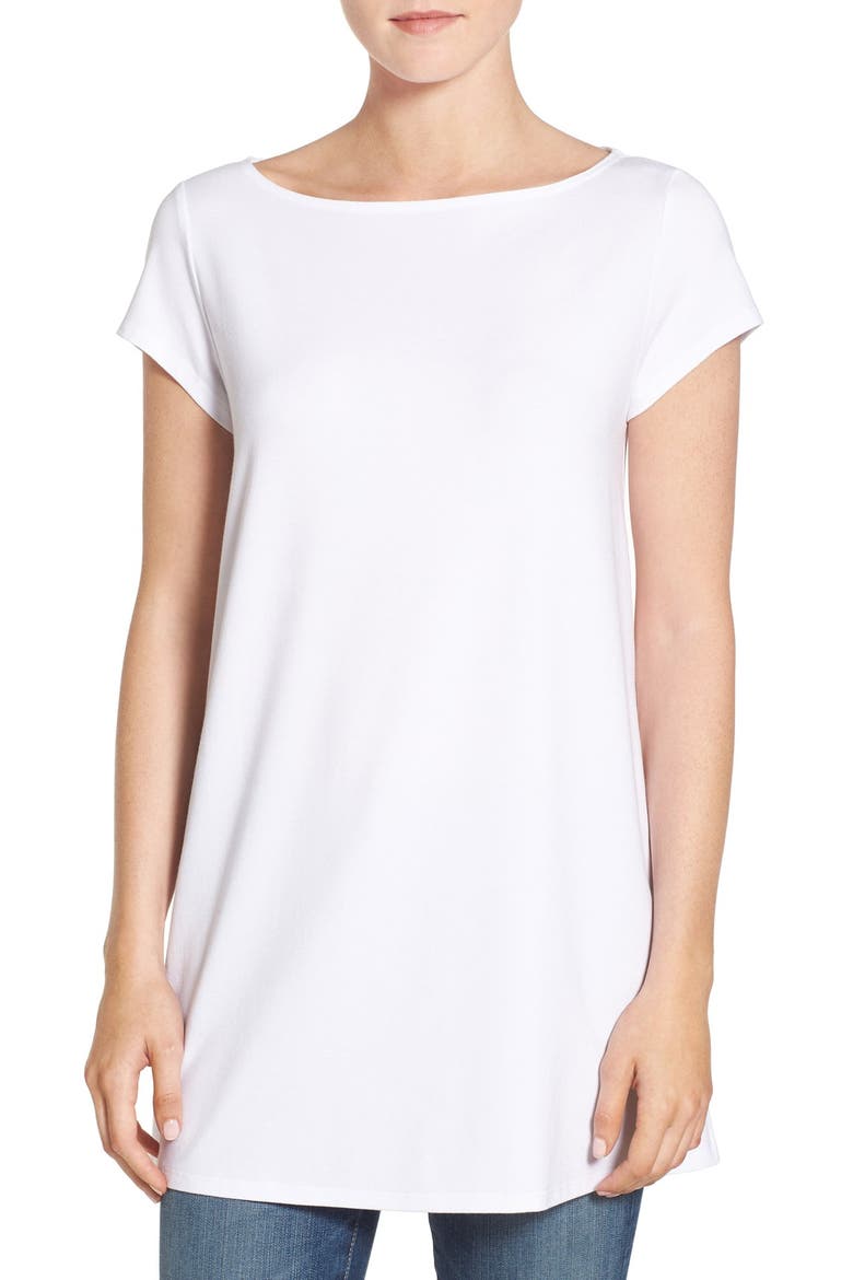 Bateau Neck Tunic Top, Main, color, WHITE