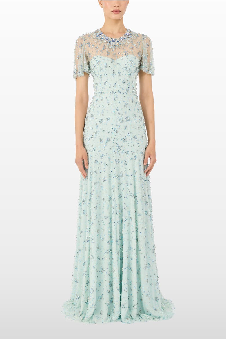 Ambiance Beaded Maxi Dress, Main, color, Alice Blue