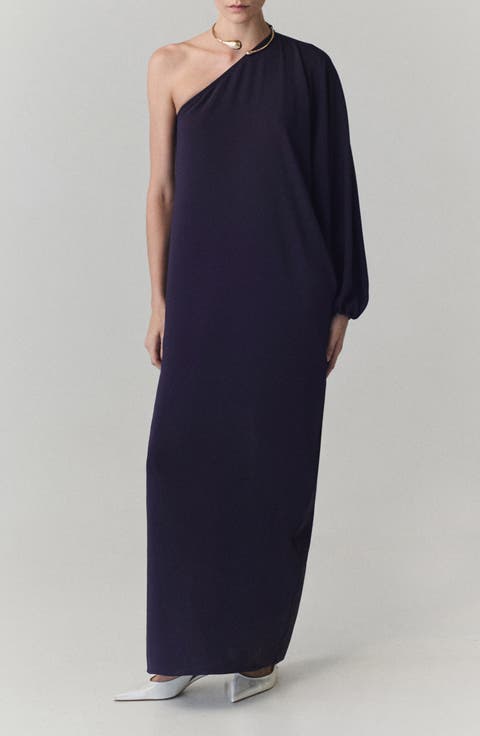 Collar One-Shoulder Maxi Dress
