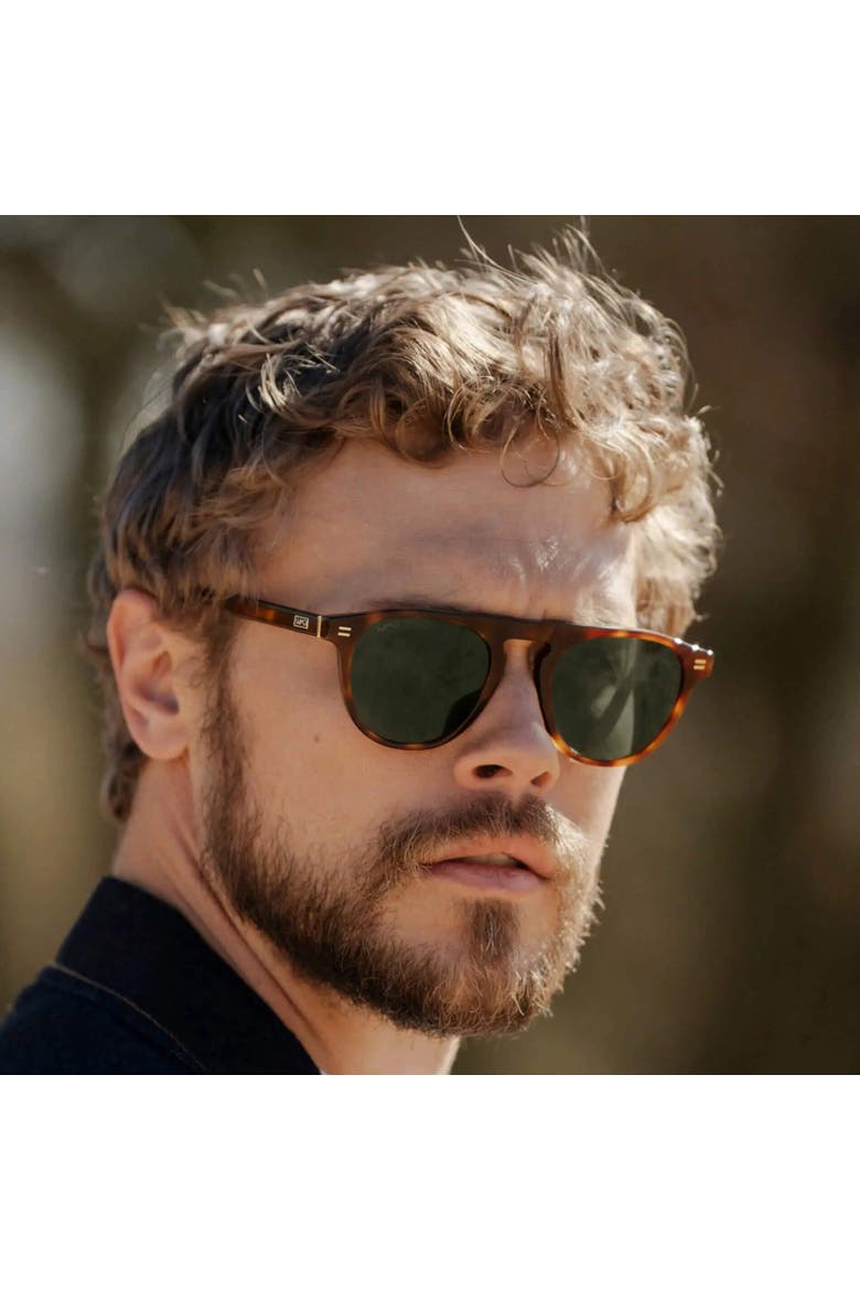 Axel - 51mm Rounded Aviator Polarized Sunglasses, Alternate, color, Havana Tortoise